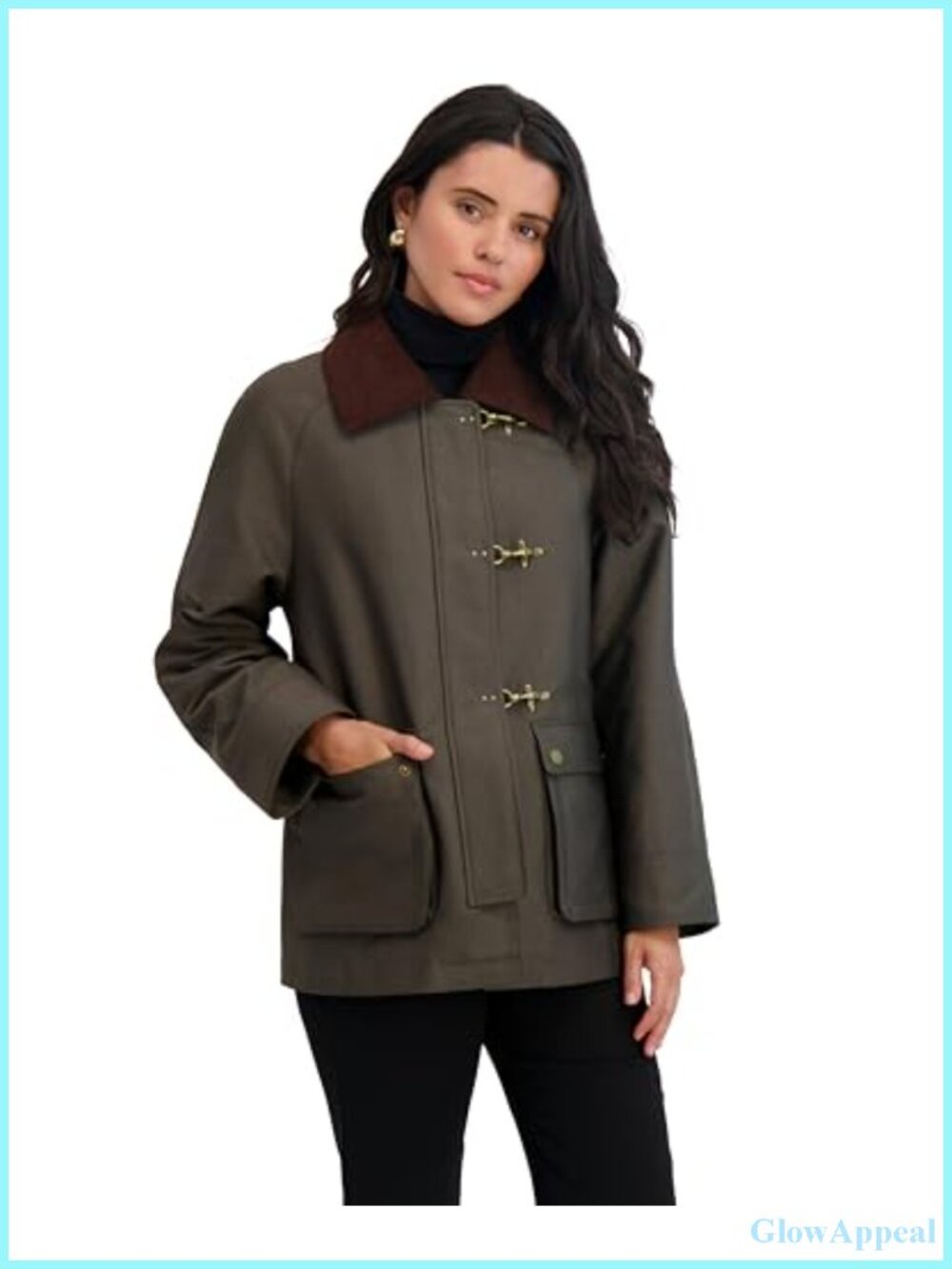 Cotton Blend Barn Jacket Snap Front Fully Lined Cargo Pockets Utility Coat